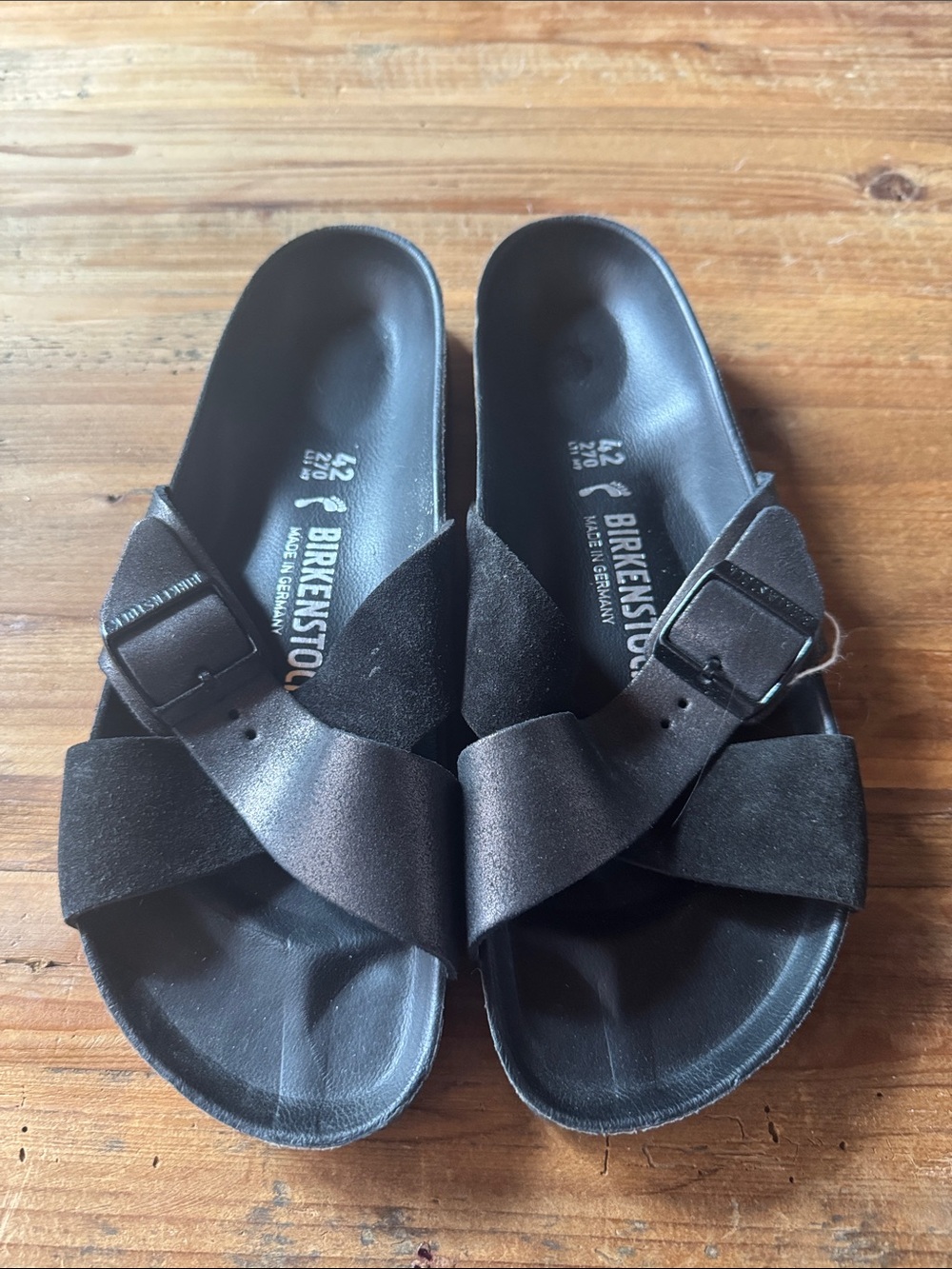 Birkenstock Black Cross-Strap Slide Sandals